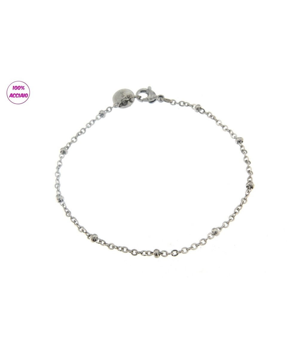 bracciale acciaio piccole sfere lunghezza 18 cm