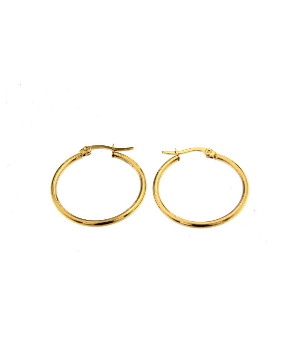 orecchini cerchi in acciaio inox cromato oro diametro 3cm