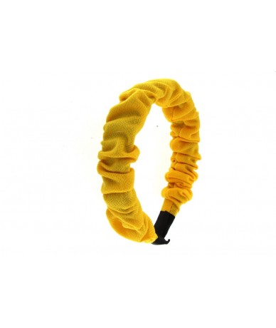 cerchietto per capelli fasscia larga con stoffa arricciata colore giallo senape