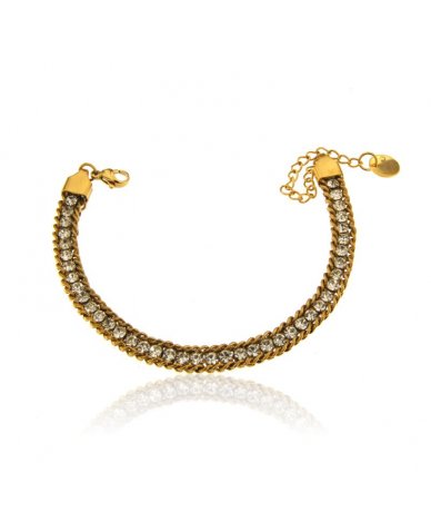 Bracciale catena con strass...