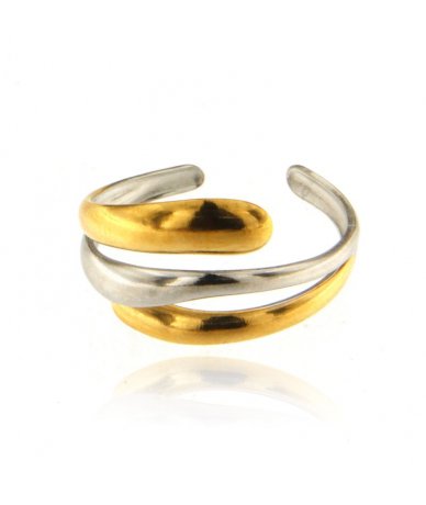 Anello bicolore con doppia...