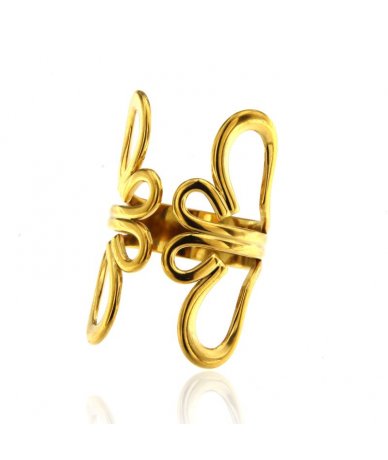 Anello fascia larga flower...